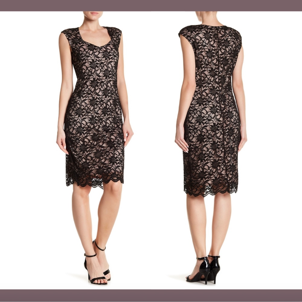 NWT Marina Sweetheart Neck Scalloped Lace Dress‎